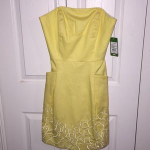 New Lilly Pulitzer size 4 strapless yellow dress